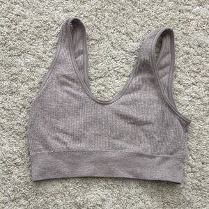 Aerie Ribbed Sports Bra - Light Gray